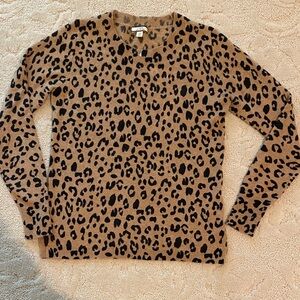 J. Crew Animal Print Crew Neck Cashmere Sweater